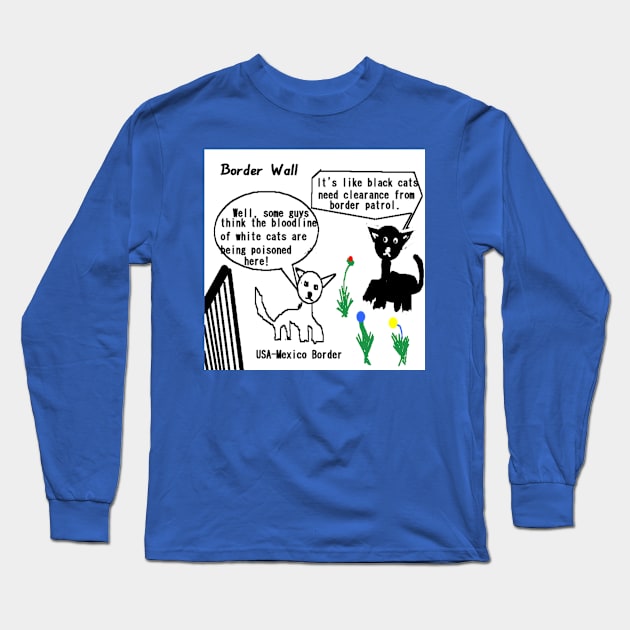 Border Wall illustration (Blue Background) Long Sleeve T-Shirt by 2triadstore